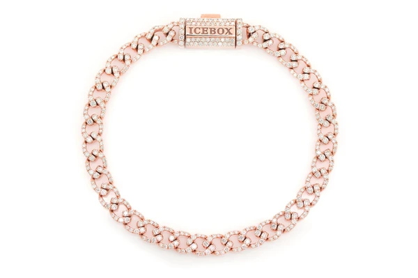 6MM Diamond Curb Link Bracelet 14k Solid Gold 4ctw