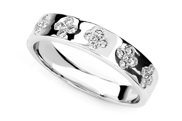 Diamond Clover Band Ring 14k Solid Gold 0.25ctw