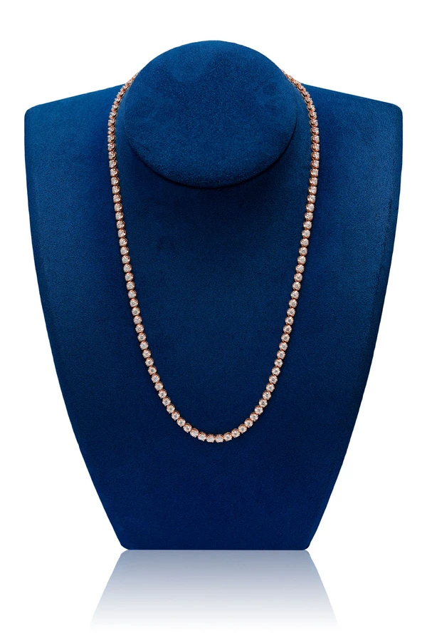 15pt Crown Set Diamond Tennis Necklace 14k Solid Gold 14.30ctw