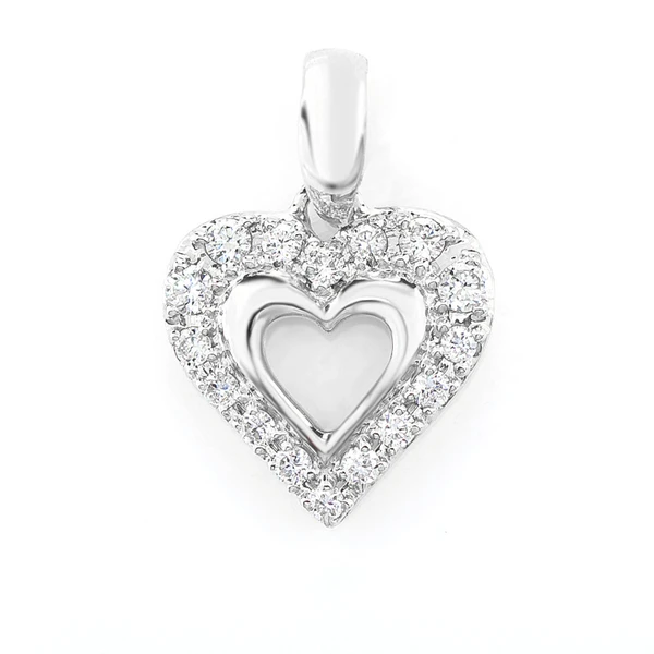 Open Heart Halo Diamond Pendant 14k Solid Gold 0.04ctw