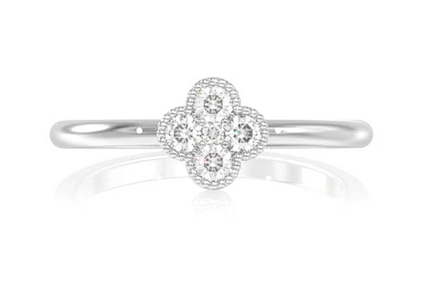 Diamond Clover Ring 14k Solid Gold 0.25ctw