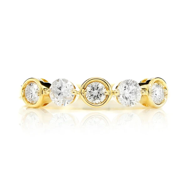 Dual Setting Round Diamond Band Ring 14k Solid Gold 0.55ctw 