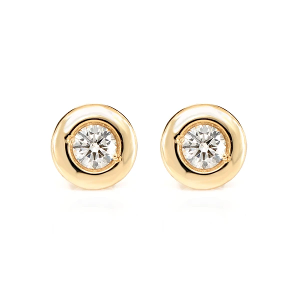 Wide Bezel Set Diamond Stud Earrings 14k Solid Gold 0.75ctw