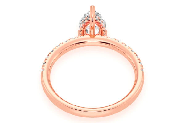 Thinn - 1.00ct Pear Solitaire - One Row Under Halo - Diamond Engagement Ring - All Natural