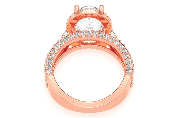 Tripp - 3.00ct Oval Solitaire - Three Row - Diamond Engagement Ring - All Natural Vs Diamonds