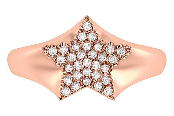 Star Diamond Ring 14k Solid Gold 0.12ctw