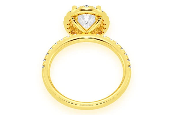 Thav - 1.00ct Oval Solitaire - Scallop Halo One Row - Diamond Engagement Ring - All Natural Vs Diamonds