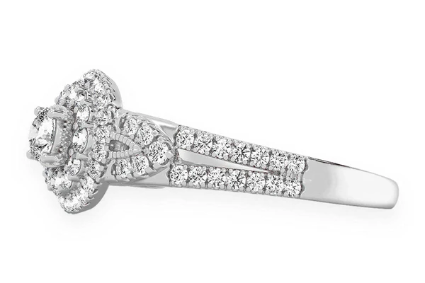 0.75ctw - Round Two Tier Halo - Diamond Engagement Ring - All Natural