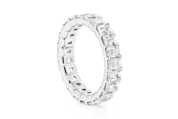 25pt Emerald Eternity Diamond Ring 14k Solid Gold 5.25ctw