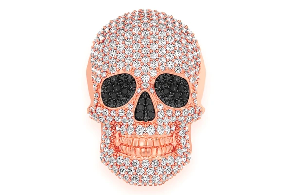Skull Black & White Diamond Ring 14k Solid Gold 4.00ctw