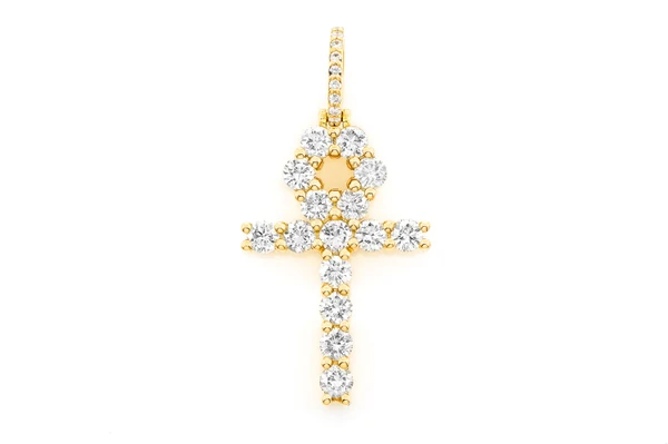 Ankh Diamond Pendant 14k Solid Gold 2.35ctw