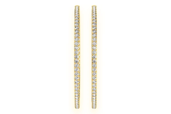 Large Inside Out Hoop Diamond Earrings 14k Solid Gold 4.00ctw