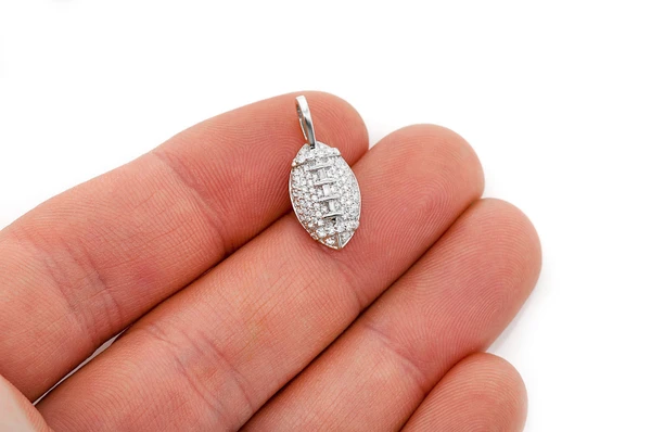 American Football Diamond Pendant 14k Solid Gold 0.40ctw