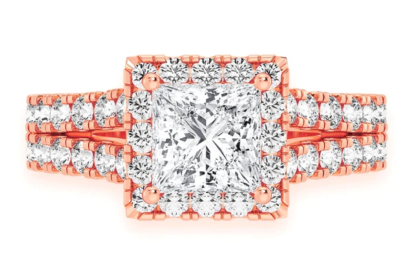 Sphinx - 1.00ct Princess Solitaire - Two Row Split Scallop - Diamond Engagement Ring - All Natural Vs Diamonds