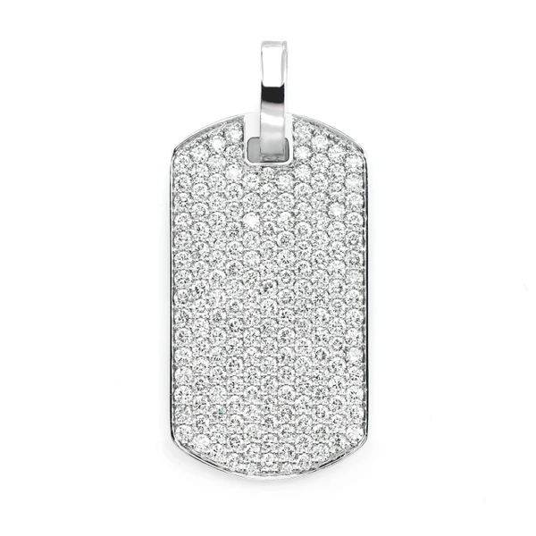 Diamond Pave Dog Tag Pendant 14k Solid Gold 3.75ctw