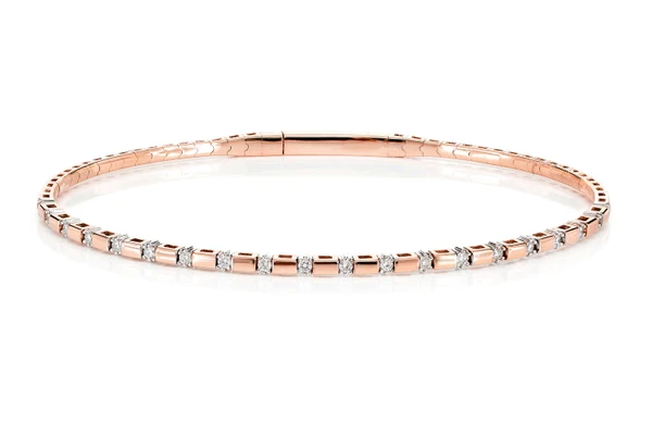 Rectangle Bar And Diamond Bracelet 14k Solid Gold 0.50ctw 