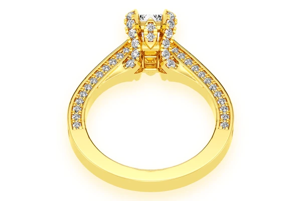 Chant - 1.00ct Emerald Solitaire - Deluxe One Row Scallop - Diamond Engagement Ring - All Natural Vs Diamonds