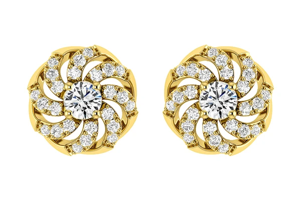 Spiral Dome Diamond Stud Earrings 14k Solid Gold 0.25ctw  