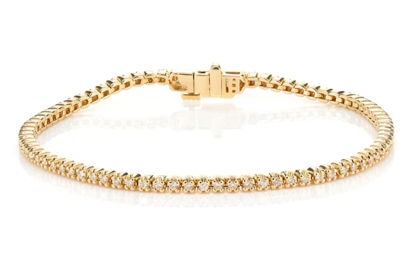 Diamond Crown Set Link Bracelet 14k Solid Gold 1.00ctw