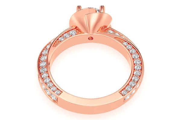 1.00ct Round Solitaire - Flower Petal Halo - Diamond Engagement Ring - All Natural Vs Diamonds