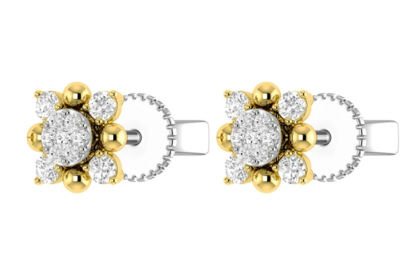 Starburst Diamond Stud Earrings 14k Solid Gold 0.20ctw 
