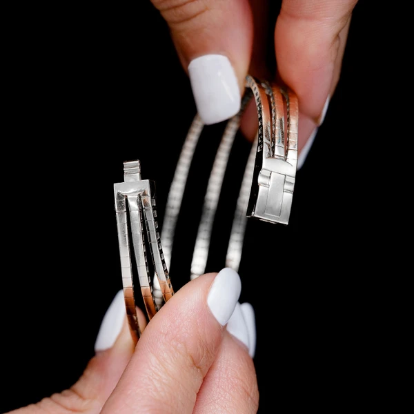 Tri-Split Flex Diamond Bangle Bracelet 14k Solid Gold 3.85ctw