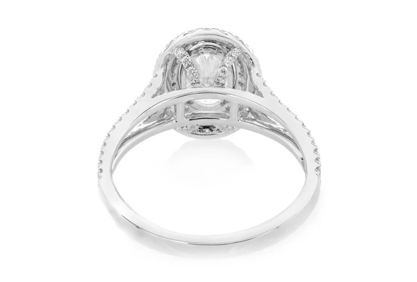 .75ct Oval - Double Halo Split Shank - Diamond Engagement Ring - All Natural