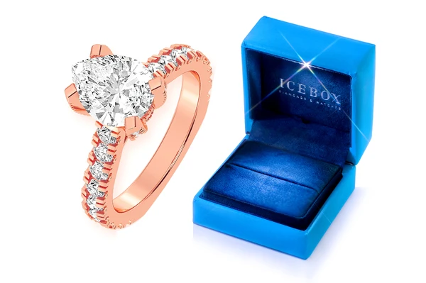 Thinn - 2.00ct Pear Solitaire - Single Row Scallop - Diamond Engagement Ring - All Natural