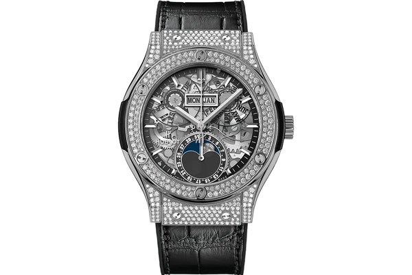 Hublot - Classic Fusion Aerofusion Moonphase Titanium Pave - 547.nx.0170.lr.1704 - Titanium (rb441)