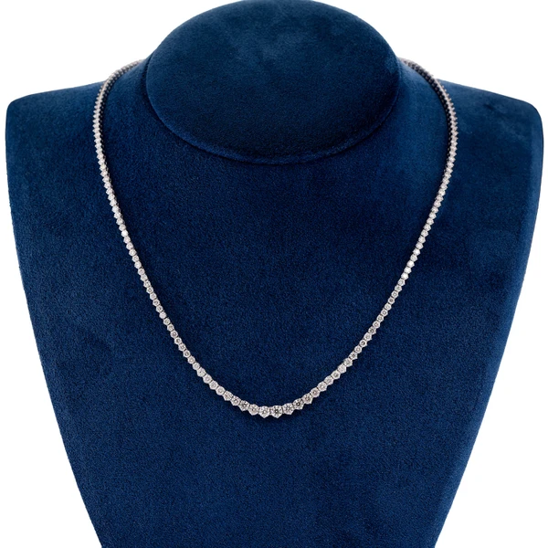 Tri Prong Set Diamond Necklace 14k Solid Gold 7.10ctw