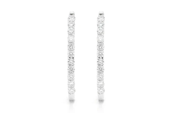 Oval Half Hoop Diamond Earrings 14k Solid Gold 0.25ctw