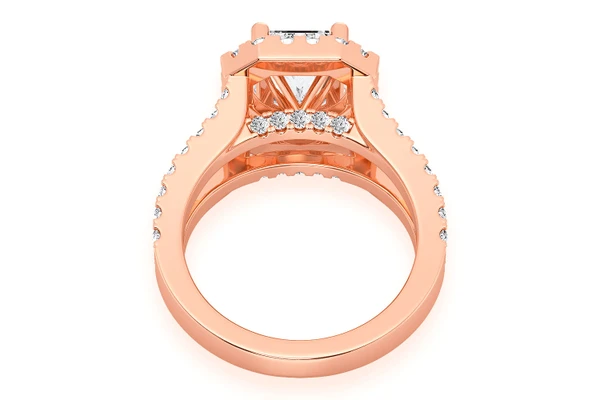 Sphinx - 2.00ct Emerald Cut Solitaire - Split Shank Halo - Diamond Engagement Ring - All Natural