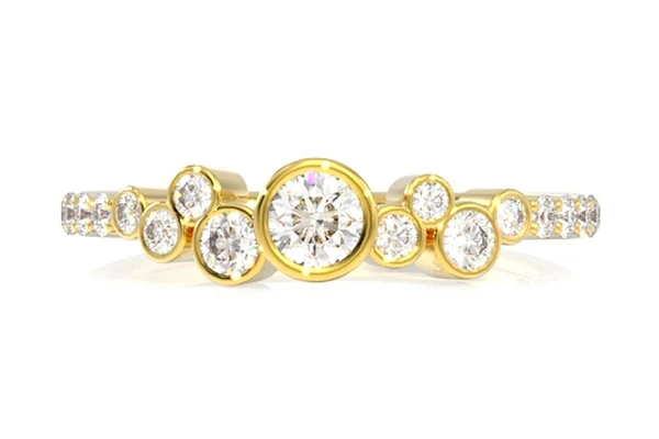 9 Stone Graduated Bezel Diamond Ring 14k Solid Gold 0.50ctw