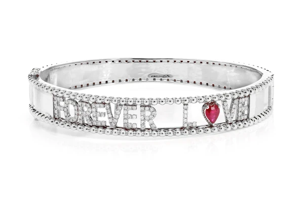 Forever Love Diamond And Ruby Bracelet 14k Solid Gold 