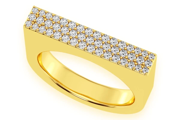 Flat Top Signet Ring 14k Solid Gold .25ctw