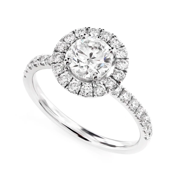 1.60ctw - One Row Halo - Diamond Engagement Ring - All Natural
