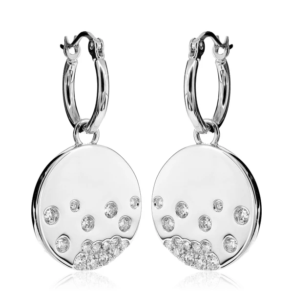 Detachable Scattered Gypsy Set Diamond Dangle Hoop Earrings 14k Solid Gold 0.40ctw