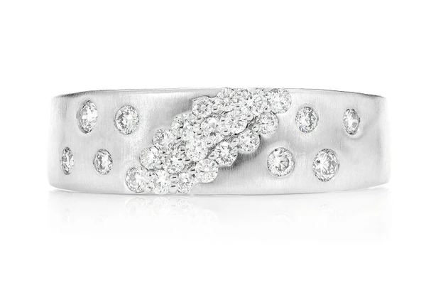 Diamond Scattered Angled Cluster Band Ring 14k Solid Gold 0.35ctw