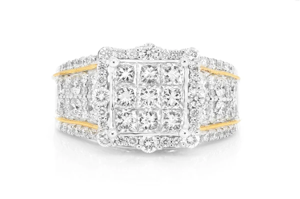 2.50ctw Invisible Princess Cut - Diamond Engagement Ring - All Natural