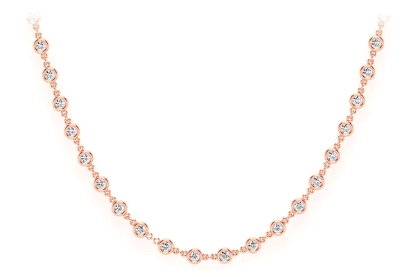 Eternity Round Bezel Set Diamond Necklace 14k Solid Gold 3.75ctw