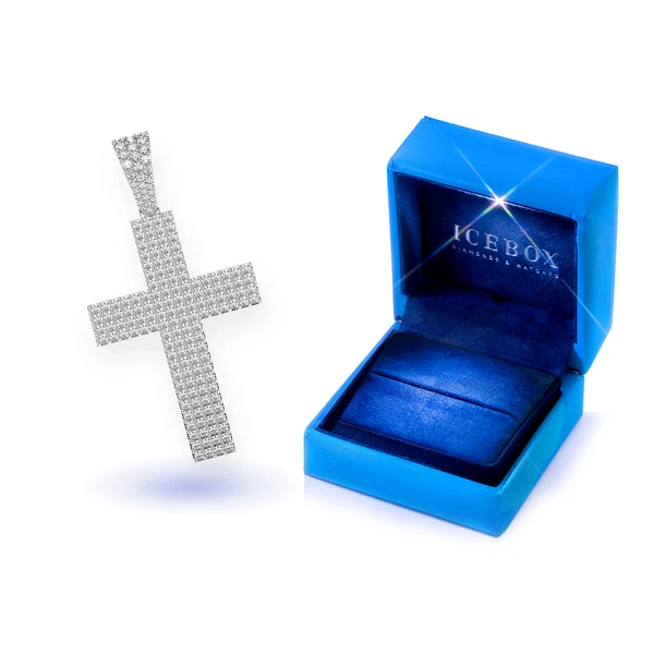 Four Row Flat Cross Diamond Pendant 14k Solid Gold 1.15ctw