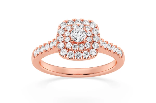 0.50ctw Three Layer Square- Diamond Engagement Ring - All Natural