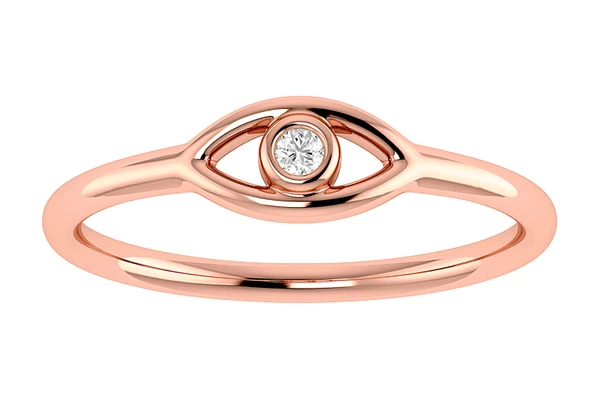 Evil Eye Ring 14k Solid Gold 0.05ctw 