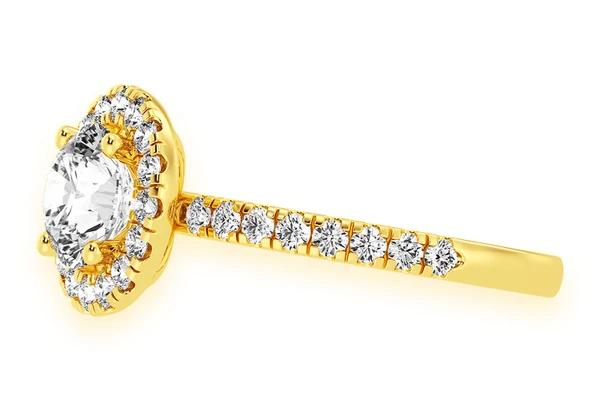 Thav - 1.00ct Round Solitaire - Halo One Row - Diamond Engagement Ring - All Natural