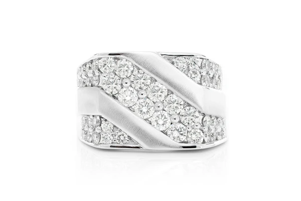 Double Row Angular Satin Diamond Ring 14k Solid Gold 2.00ctw