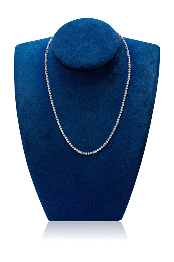 4pt Prong Set Diamond Tennis Necklace 14k Solid Gold 6.00ctw