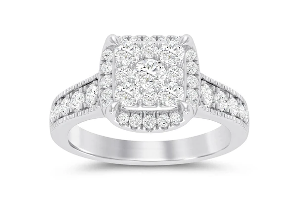 Cushion Halo Cluster - Diamond Engagement Ring - All Natural