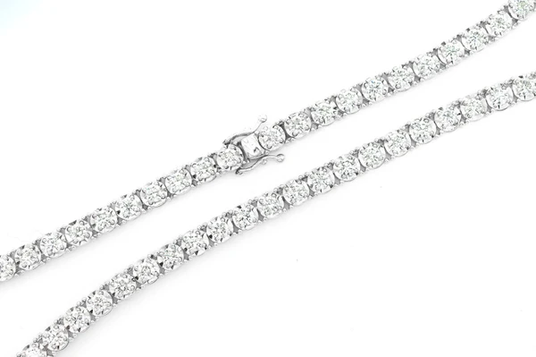 10pt Miracle-Set Diamond Necklace 14k Solid Gold 9.50ctw