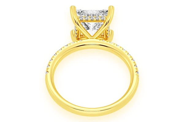 Thinn - 3.00ct Princess Solitaire - One Row Under Halo - Diamond Engagement Ring - All Natural Vs Diamonds