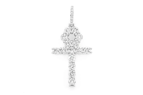 Ankh Diamond Pendant 14k Solid Gold 2.35ctw